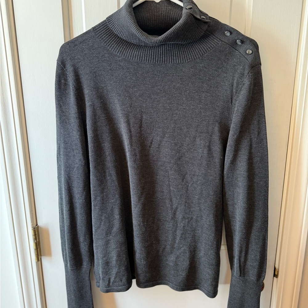 Carlisle Charcoal Turtleneck Sweater with Button Detail